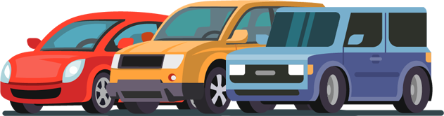 中古車が並んでいるイラスト